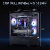 imageRedragon CA606 Gaming BackMounted PC Case ATX Computer Chassis w 3 x 120mm Fans PreInstalled ampamp High Airflow Perforated Panels 270 Full View Easy Cable Management BlackATX