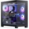 imageRedragon CA606 Gaming BackMounted PC Case ATX Computer Chassis w 3 x 120mm Fans PreInstalled ampamp High Airflow Perforated Panels 270 Full View Easy Cable Management BlackMATX