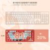 imageRedragon K673 MAX 75 Wireless Gasket RGB Gaming Keyboard 3Modes 81 Keys PBT Compact Mechanical Keyboard wHotSwap Socket Dedicated Knob Control ampamp 5Layer Noise Dampening Custom Linear SwitchFlaming Red Anime Version