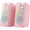 imageRedragon GS520 RGB Desktop Speakers 20 Channel PC Computer Stereo Speaker with 6 Colorful LED Modes Enhanced Sound and EasyAccess Volume Control USB Powered w 35mm CablePink