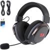 imageRedragon H858 3Mode Wireless Gaming Headset 71 Surround Sound 53 mm Drivers Memory Foam Ear Pads Detachable Noisecanceling Microphone OverEar Headphones Works for Mobile PCPS5NSBlack