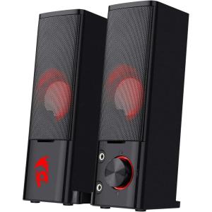 imageRedragon GS520 RGB Desktop Speakers 20 Channel PC Computer Stereo Speaker with 6 Colorful LED Modes Enhanced Sound and EasyAccess Volume Control USB Powered w 35mm CableBlack GS550