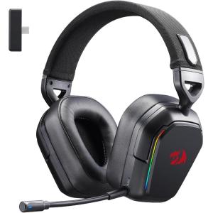 imageRedragon H868 3Mode Wireless RGB Gaming Headset 71 Surround Sound 40 mm Drivers Leather Foam Ear Pads Noisecanceling Microphone OverEar Headphones Works for Mobile PCPS5XBOXNSBlack