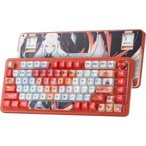 imageRedragon K673 MAX 75 Wireless Gasket RGB Gaming Keyboard 3Modes 81 Keys PBT Compact Mechanical Keyboard wHotSwap Socket Dedicated Knob Control ampamp 5Layer Noise Dampening Custom Linear SwitchFlaming Red Anime Version