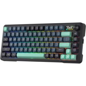 imageRedragon K673 MAX 75 Wireless Gasket RGB Gaming Keyboard 3Modes 81 Keys PBT Compact Mechanical Keyboard wHotSwap Socket Dedicated Knob Control ampamp 5Layer Noise Dampening Custom Linear SwitchDark Jade