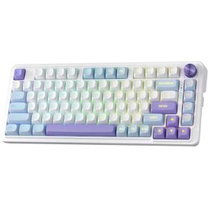 imageRedragon K673 MAX 75 Wireless Gasket RGB Gaming Keyboard 3Modes 81 Keys PBT Compact Mechanical Keyboard wHotSwap Socket Dedicated Knob Control ampamp 5Layer Noise Dampening Custom Linear SwitchMoonrise Violet