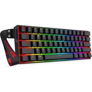 imageRedragon K683 Rapid Trigger HE Gaming Keyboard 60 61 Keys Wired Mechanical Keyboard wHyperFast Actuation Dedicated Hall Effect Magnetic Switch Actuation Point Adjustable 8K Hz Polling RateBlack  Strap HE Version
