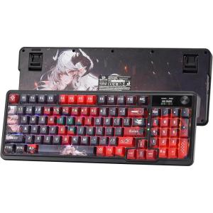 imageRedragon K719 PRO Wireless Gasket Gaming Keyboard wHype Screen ampamp Knob 95 Keys Mechanical Keyboard EasyControl 114 TFT Info Display 5Layer Noise Dampening Custom Linear Switch Anime EditionEmber Queen