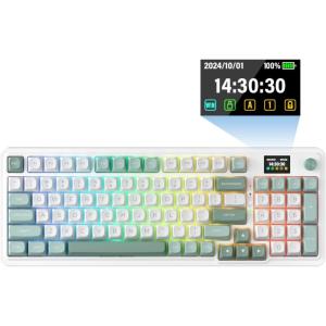imageRedragon K719 PRO Wireless Gasket Gaming Keyboard wHype Screen ampamp Knob 95 Keys Mechanical Keyboard EasyControl 114 TFT Info Display 5Layer Noise Dampening Custom Linear Switch Anime EditionJade Cloud