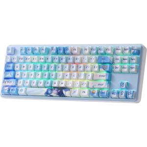 imageRedragon K728 PRO 80 Wireless Gasket Gaming Keyboard 3Mode 87 Keys TKL Mechanical Keyboard wSouthFacing LED ampamp HotSwap Socket 5Layer Noise Dampening Custom Linear Switch PBT Gradient KeycapsStarlight Blue Anime Version