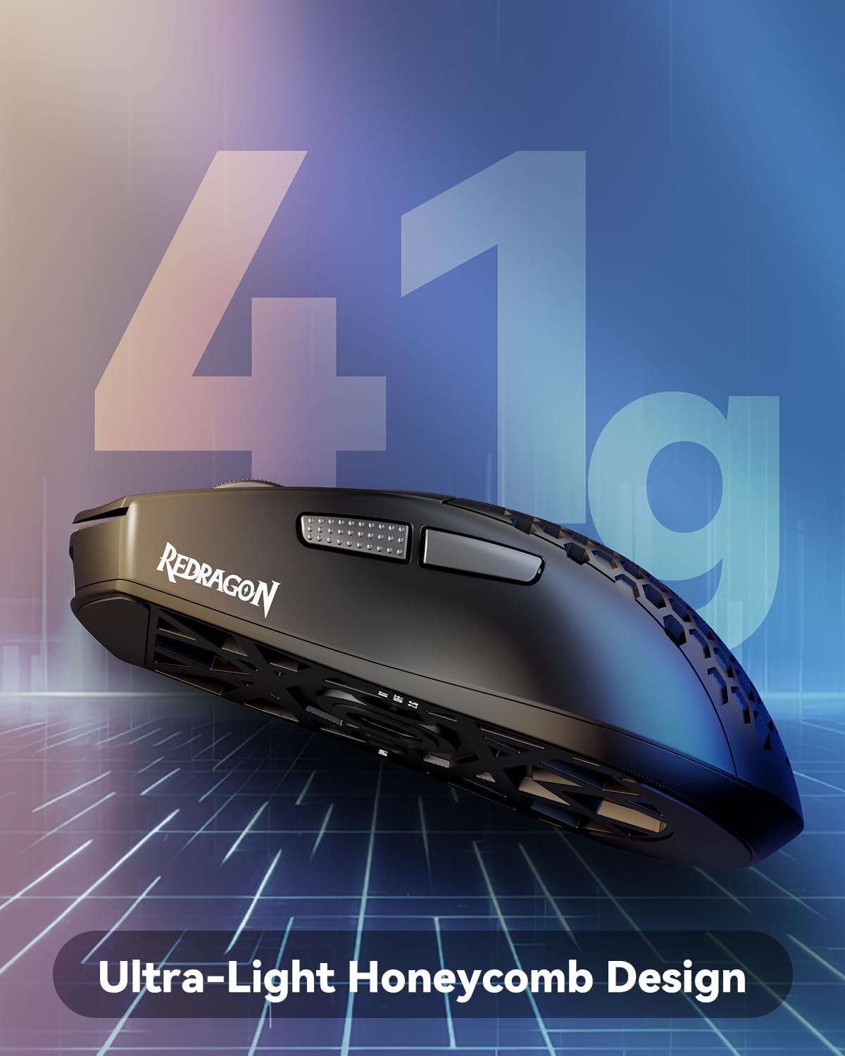 imageRedragon M617 Ultralight Honeycomb Shell Wired Gaming Mouse 41g 10000 DPI 6 Programmable Buttons DragFree Paracord TypeC Gamer Mouse with 2 Side Buttons for PCMacLaptop BlackBlack