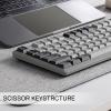 imageRedragon BK7114 LowProfile Wireless Computer Keyboard 98 Keys Slim Office PC Scissors Mechanism Keyboard w 24G BT Wireless Connection Tactile Quiet Keystroke Mixed Color KeycapsSteel Grey