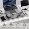 imageRedragon BK7114 LowProfile Wireless Computer Keyboard 98 Keys Slim Office PC Scissors Mechanism Keyboard w 24G BT Wireless Connection Tactile Quiet Keystroke Mixed Color KeycapsSteel Grey