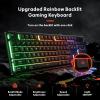 imageRedragon K521 Upgrade Rainbow LED Gaming Keyboard 104 Keys Wired Mechanical Feeling Keyboard with Multimedia Keys OneTouch Backlit AntiGhosting Compatible with PC Mac PS45 XboxBlack