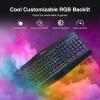 imageRedragon K521 Upgrade Rainbow LED Gaming Keyboard 104 Keys Wired Mechanical Feeling Keyboard with Multimedia Keys OneTouch Backlit AntiGhosting Compatible with PC Mac PS45 XboxBlack