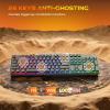 imageRedragon K521 Upgrade Rainbow LED Gaming Keyboard 104 Keys Wired Mechanical Feeling Keyboard with Multimedia Keys OneTouch Backlit AntiGhosting Compatible with PC Mac PS45 XboxBlack