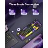 imageRedragon K725LBY Wireless Mechanical Keyboard with Screen and Knob TriMode BT5024GUSBC Gasket Computer Gaming Keyboard 95 Keys Hot Swappable RGB Backlit Infinite Mirrors for PCMac PurplePurple