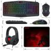 imageRedragon S1013 Wired RGB Backlit Gaming Keyboard and Mouse Combo Programmable Keyboard and Mouse 8007200DPI Gaming Headset Mouse Pad Combo All in 1 PC Gamer Bundle for Windows PC Black