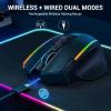 imageRedragon Wireless Gaming Mouse TriMode 24GUSBCBluetooth Ergonomic Mouse Gaming 8000 DPI RGB Backlit Programmable Wireless Mouse Rechargeable 250 Hrs for Laptop PC Mac M81424G