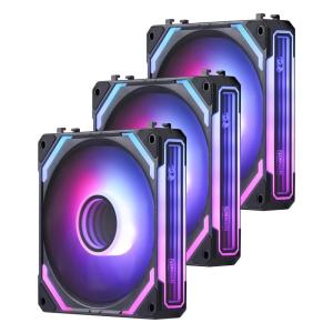 imageRedragon GCF012 Standard 120mm PC Case Fan DaisyChain Connection 5V 3Pin ARGB Lighting 4 Pin PWM Case Fan for RadiatorComputer Case Cooling 120x120x25mm 3 Pack BlackBlack