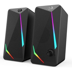 imageRedragon GS510 RGB Desktop Speakers 20 Channel PC Computer Speaker with 4 Colorful LED Backlight Modes Enhanced Bass and EasyAccess Volume Control USB Powered w 35mm Cable