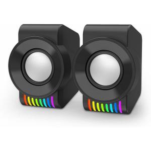 imageRedragon GS514 PC Gaming Speaker 20 Channel Stereo Desktop Computer Speaker with Dynamic RGB Quality Bass and Crystal Clear Sound USB Powered with a 35mm Connector