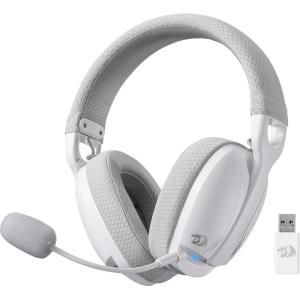 imageRedragon H878 3Mode Wireless Blue Lighting Gaming Headset  Lightweight  71 Surround Sound  40MM Drivers  Detachable Microphone  Multi Platforms for PC PS543 Switch Mobile WhiteampampGrayWhite  Gray
