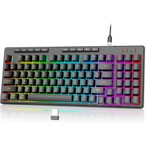 imageRedragon K517 Pro Wireless Gaming Keyboard RGB Backlit TriMode BT24GHzUSBC Mechanical Feel 94 Keys Computer Keyboard with 4 Macro Keys Number Pad 4000mAh Battery for WinMACKeyboard