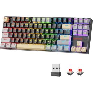 imageRedragon K552 Mechanical Gaming Keyboard 87Key Compact LED Gaming Keyboard with Red Switches AntiGhosting Metal Frame for PC Gaming ampamp Typing BeginnerFriendly BlackEclipse Gilded