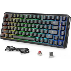 imageRedragon K681 Pro Wireless Mechanical Keyboard Gasket Mounted RGB Gaming Keyboard with Volume Knob MDAProfile PreLubed Linear Switches 81 Keys 75 TriMode Hot Swappable for PCXboxPS MatchaAbyssal Black