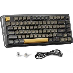 imageRedragon K681 Pro Wireless Mechanical Keyboard Gasket Mounted RGB Gaming Keyboard with Volume Knob MDAProfile PreLubed Linear Switches 81 Keys 75 TriMode Hot Swappable for PCXboxPS MatchaBlack Gold