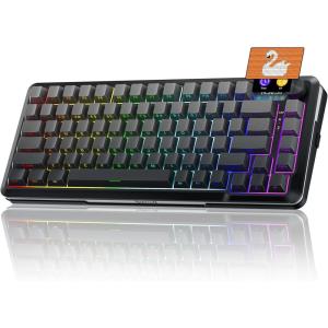 imageRedragon K708 Pro Wireless Mechanical Gaming Keyboard  GasketMounted RGB Backlit 81 Customizable Keys 3Mode 24GBluetoothUSB HotSwap PreLubed Switches Screen ampamp Control Knob  BlackGradient Gray