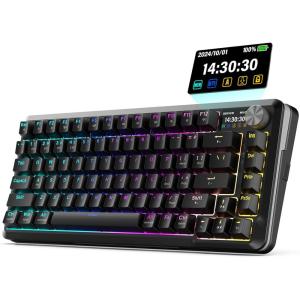 imageRedragon K708 Pro Wireless Mechanical Gaming Keyboard  GasketMounted RGB Backlit 81 Customizable Keys 3Mode 24GBluetoothUSB HotSwap PreLubed Switches Screen ampamp Control Knob  BlackBlack