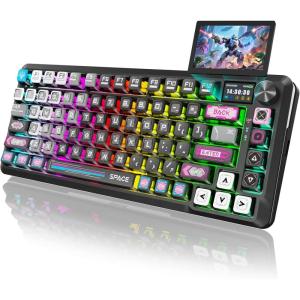 imageRedragon K708 Pro Wireless Mechanical Gaming Keyboard  GasketMounted RGB Backlit 81 Customizable Keys 3Mode 24GBluetoothUSB HotSwap PreLubed Switches Screen ampamp Control Knob  BlackPlasma Arc