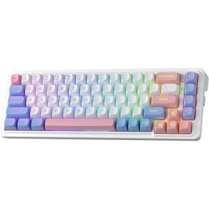 imageRedragon K709 65 Wired Gasket RGB Gaming Keyboard 68 Keys HotSwap Compact Mechanical Keyboard wFreeMod Socket 3Layer Noise Dampening ampamp Dedicated Arrow Keys Quiet Custom Linear SwitchWonder Pink  Blue