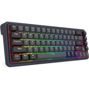 imageRedragon K709 65 Wired Gasket RGB Gaming Keyboard 68 Keys HotSwap Compact Mechanical Keyboard wFreeMod Socket 3Layer Noise Dampening ampamp Dedicated Arrow Keys Quiet Custom Linear SwitchSerene Gray