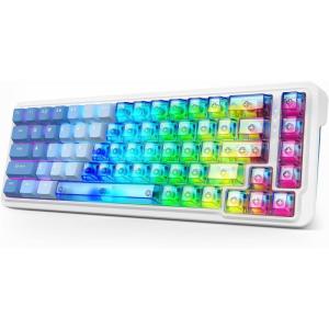 imageRedragon K709 65 Wired Gasket RGB Gaming Keyboard 68 Keys HotSwap Compact Mechanical Keyboard wFreeMod Socket 3Layer Noise Dampening ampamp Dedicated Arrow Keys Quiet Custom Linear SwitchGlaciers Pulse