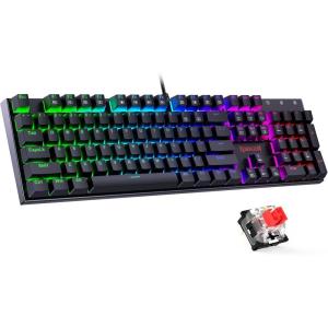 imageRedragon Mechanical Gaming Keyboard with Red Switches Wired Keyboard Mechanical with RGB Backlit Fully Progammable Durable Aluminum Frame AntiGhosting for PC Windows Mac K565 BlackRGB QWERTY