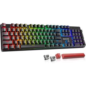 imageRedragon Mechanical Gaming Keyboard with Red Switches Wired Keyboard Mechanical with RGB Backlit Fully Progammable Durable Aluminum Frame AntiGhosting for PC Windows Mac K565 BlackBT24G