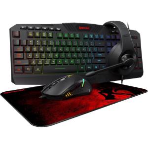 imageRedragon S1013 Wired RGB Backlit Gaming Keyboard and Mouse Combo Programmable Keyboard and Mouse 8007200DPI Gaming Headset Mouse Pad Combo All in 1 PC Gamer Bundle for Windows PC Black