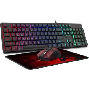 imageRedragon Updated S107 Gaming Keyboard and Mouse RGB Gaming Keyboard and 10000 DPI Mouse Combo with 25Key AntiGhosting 1K Hz Programmable Mice with Software Plug ampamp Play to PC Laptop UpgradeBlackNewVison