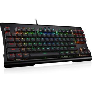 imageRedragon K561 VISNU Mechanical Gaming Keyboard Antighosting 87 Keys RGB Backlit Wired Compact Keyboard with Clicky Blue Switches for Laptop Windows PC Games