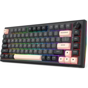 imageRedragon K687 PRO Wireless CNC Gasket Gaming Keyboard 81 Keys Mechanical Keyboard wPremium CNC Aluminum Board EasyControl Knob 5Layer Noise Dampening Custom Linear Switch PBT Gradient KeycapsSnooze Pink