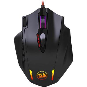 imageRedragon M908 12400 DPI Impact MMO Gaming Mouse w 18 Programmable Buttons Weight Tuning Cartridge 12 Side Buttons
