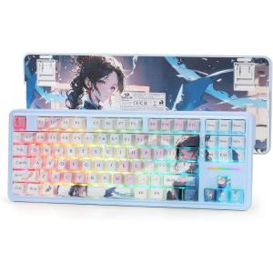 imageRedragon K728 PRO SE 80 87 Keys Wireless Gasket RGB Gaming Keyboard 3Mode Anime Mechanical Keyboard wHotSwap SouthFacing LED Socket 5Layer Noise Dampening Custom HiFi Linear SwitchNova Azure Anime Version