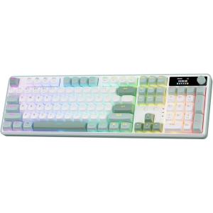 imageRedragon K761 Wireless Gasket Gaming Keyboard wHype Screen amp Knob 104 Keys Mechanical Keyboard EasyControl 126 TFT Info Display 5Layer Noise Dampening Custom Linear Switch Abyssal BlueJade Cloud