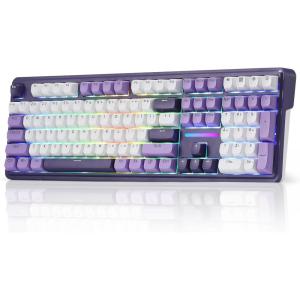 imageRedragon K761 Wireless Gasket Gaming Keyboard wHype Screen amp Knob 104 Keys Mechanical Keyboard EasyControl 126 TFT Info Display 5Layer Noise Dampening Custom Linear Switch Abyssal BlueCharming Purple