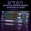imageRedragon K740 98 Keys Wired RGB Gaming Keyboard 95 PBT Mechanical Keyboard wSolid Aluminum Base Dedicated Knob Control amp HotSwap Socket Custom Linear SwitchPurple Rain Custom Switch
