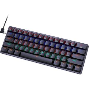 imageRedragon Mechanical Gaming Keyboard LowProfile 60 Percent Keyboard with Blue Switches Tactile Clicky Keys 18 LED Backlits HotSwappable Portable Black