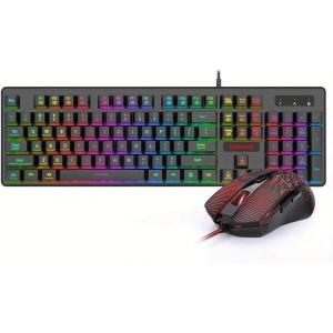 imageRedragon RGB Gaming Mouse amp Gaming Keyboard Combo 3200 DPI Programmable Keys 104 Keys Mechanical Keyboard 7 Colors 6 RGB Effects AntiGhosting Ergonomic Design